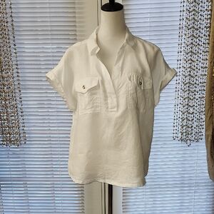 Nicole Miller Ivory Linen Blouse